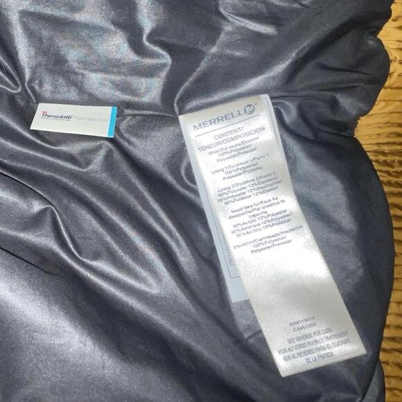 Merrell puffer vest gold with removable faux fur hood trim women's size small - Picture 8 of 8